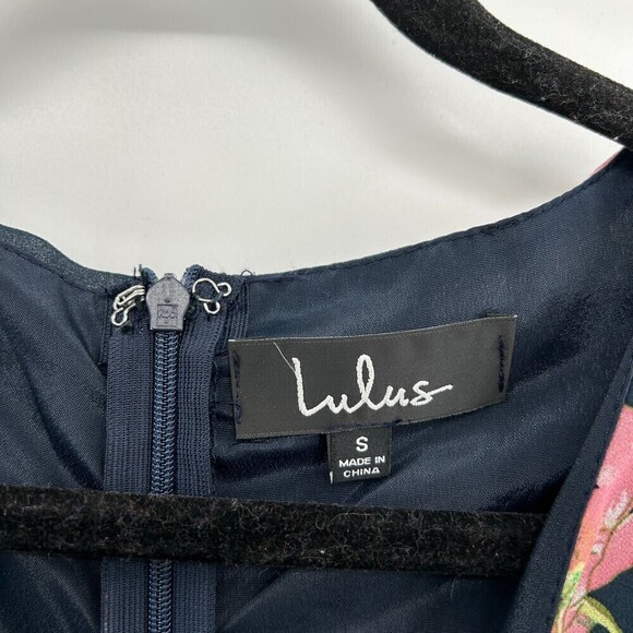 LULUS In Full Bloom Navy Blue Floral Print Long Sleeve Mini Dress Size Small - Picture 10 of 11